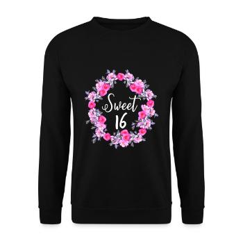 16. Geburtstag Mädchen Teeny Teens Rosen Geschenk - Unisex Pullover - Schwarz - Vorne - Alina (178cm) & Michal (187cm)