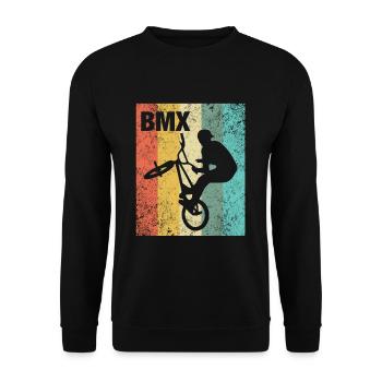 Vintage BMX bike stunt race gift - Unisex Sweatshirt - black - Front - Alina (178cm) & Michal (187cm)
