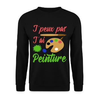 Peinture shirt je peux pas j´ai peinture artiste - Sweat-shirt Unisexe - noir - Devant - Alina (178cm) & Michal (187cm)