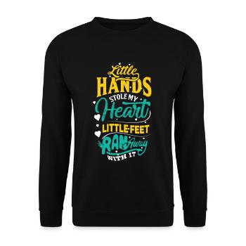 Lustiger Schriftzug für werdende Eltern - Unisex Pullover - Schwarz - Vorne - Alina (178cm) & Michal (187cm)