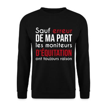 moniteurs d'équitation cheval toujours raison - Sweat-shirt Unisexe - noir - Devant - Alina (178cm) & Michal (187cm)