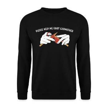 Please Help Me Fairy Godmother Knitting - Unisex Pullover - Schwarz - Vorne - Alina (178cm) & Michal (187cm)