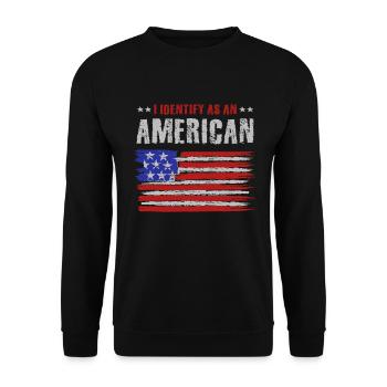 I Identify as an American, No Identity Politics - Unisex Sweatshirt - black - Front - Alina (178cm) & Michal (187cm)