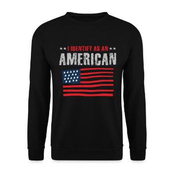 I Identify as an American, No Identity Politics - Unisex Sweatshirt - black - Front - Alina (178cm) & Michal (187cm)