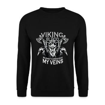 Viking Vikings blood raven crow ax - Unisex Sweatshirt - black - Front - Alina (178cm) & Michal (187cm)