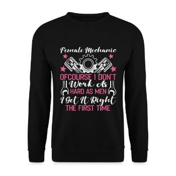 Female Mechanic Woman Mechanic - Unisex Sweatshirt - black - Front - Alina (178cm) & Michal (187cm)
