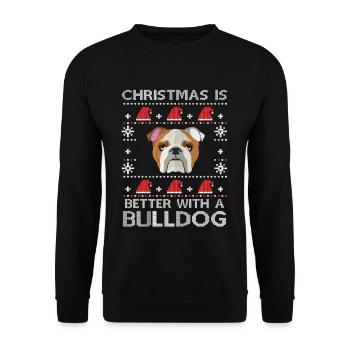 Christmas is better with a bulldog ugly christmas - Unisex Sweatshirt - black - Front - Alina (178cm) & Michal (187cm)