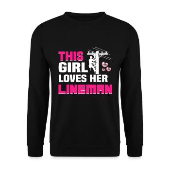 This girl loves her Lineman electrician industry - Unisex Sweatshirt - black - Front - Alina (178cm) & Michal (187cm)