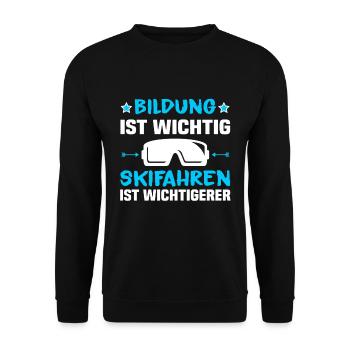 Bildung ist wichtig Skifahren ist wichtiger - Unisex Pullover - Schwarz - Vorne - Alina (178cm) & Michal (187cm)