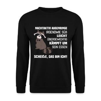Nachtaktiv Augenringe irgendwie süß das bin ich! - Unisex Pullover - Schwarz - Vorne - Alina (178cm) & Michal (187cm)