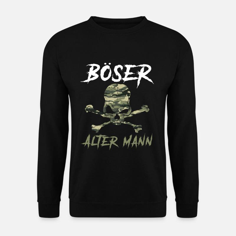 Böser alter Mann Camouflage Tarnmuster Totenkopf - Unisex Pullover - Schwarz
