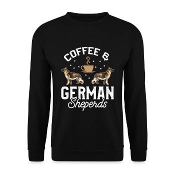 Coffee and german sheperds Coffee and German - Unisex Sweatshirt - black - Front - Alina (178cm) & Michal (187cm)