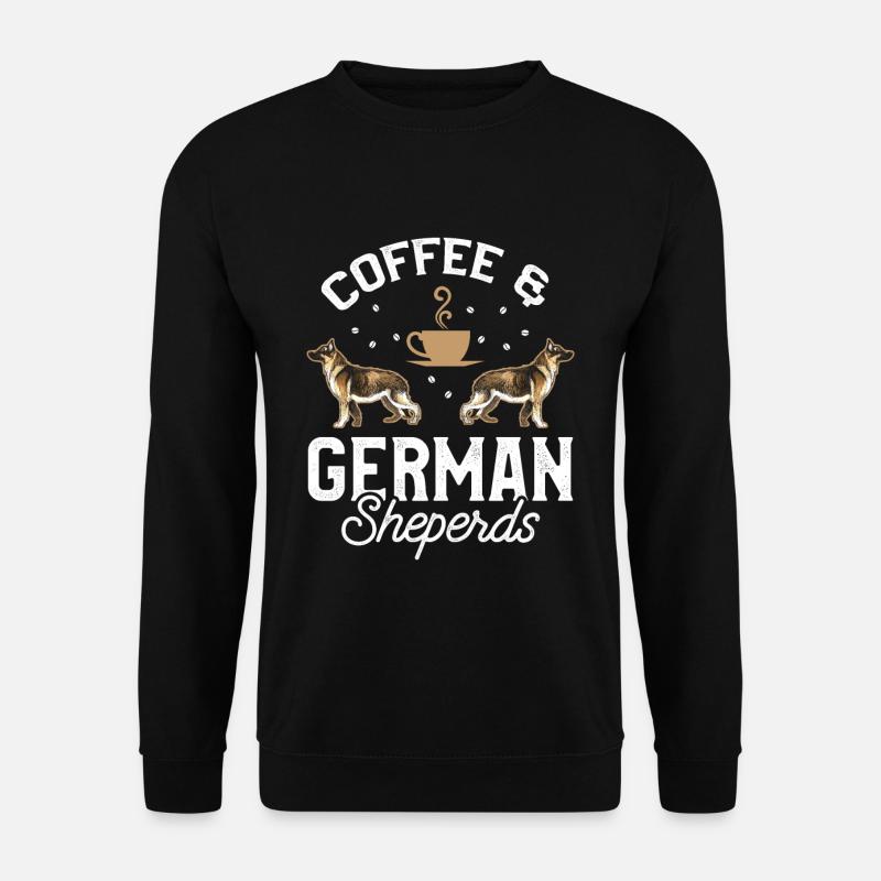 Coffee and german sheperds Kaffee und Deutsche - Unisex Pullover - Schwarz