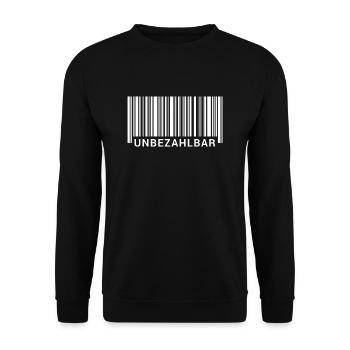 Unbezahlbar Barcode - Unisex Pullover - Schwarz - Vorne - Alina (178cm) & Michal (187cm)