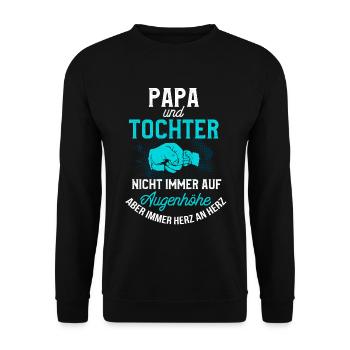 Papa und Tochter immer Herz an Herz - Unisex Pullover - Schwarz - Vorne - Alina (178cm) & Michal (187cm)