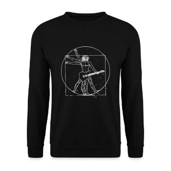 Electric guitar Vitruvian man - Unisex Sweatshirt - black - Front - Alina (178cm) & Michal (187cm)