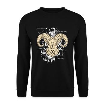 Sternzeichen Steinbock - Unisex Pullover - Schwarz - Vorne - Alina (178cm) & Michal (187cm)