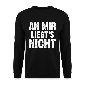 An mir liegts nicht schwarzer Humor - Unisex Pullover - Schwarz - Vorne - Alina (178cm) & Michal (187cm)