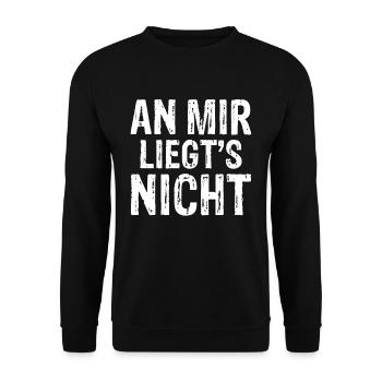 An mir liegts nicht schwarzer Humor - Unisex Pullover - Schwarz - Vorne - Alina (178cm) & Michal (187cm)