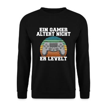 A gamer does not age, he levels - Unisex Sweatshirt - black - Front - Alina (178cm) & Michal (187cm)
