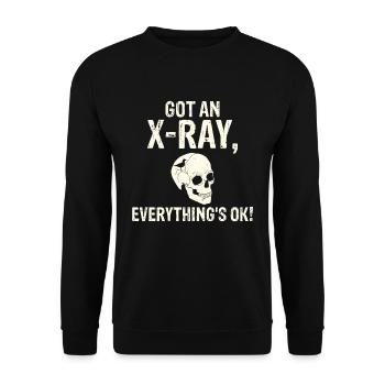 Got an X-ray everything is ok Röntgen Spruch - Unisex Pullover - Schwarz - Vorne - Alina (178cm) & Michal (187cm)
