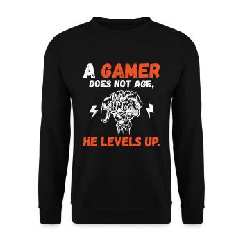 A gamer does not age he levels up fun gaming - Unisex Sweatshirt - black - Front - Alina (178cm) & Michal (187cm)