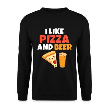 I like pizza and beer - Unisex Sweatshirt - black - Front - Alina (178cm) & Michal (187cm)
