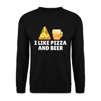 I like pizza and beer - Unisex Sweatshirt - black - Front - Alina (178cm) & Michal (187cm)