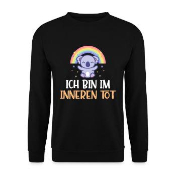 Ich bin im Inneren tot Koala - Unisex Pullover - Schwarz - Vorne - Alina (178cm) & Michal (187cm)