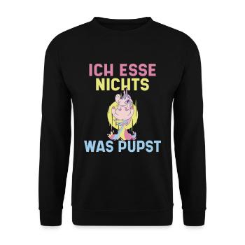 Ich esse nichts was pupst Veganer und Vegetarier - Unisex Pullover - Schwarz - Vorne - Alina (178cm) & Michal (187cm)