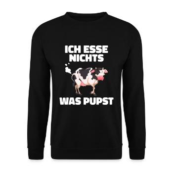 Ich esse nichts was pupst Veganer und Vegetarier - Unisex Pullover - Schwarz - Vorne - Alina (178cm) & Michal (187cm)