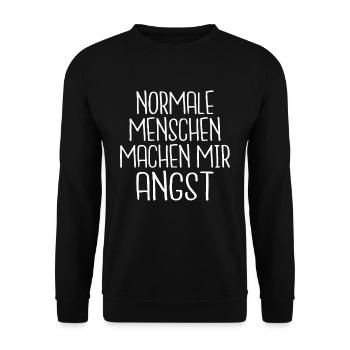 Normale Menschen machen mir Angst - Unisex Pullover - Schwarz - Vorne - Alina (178cm) & Michal (187cm)