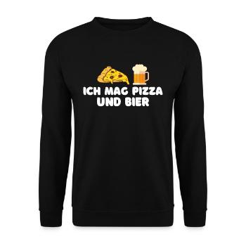 Ich mag Pizza und Bier - Unisex Pullover - Schwarz - Vorne - Alina (178cm) & Michal (187cm)