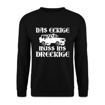 Das Eckige Muss ins Dreckige Geländewagen Offroad - Unisex Pullover - Schwarz - Vorne - Alina (178cm) & Michal (187cm)