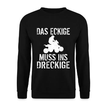 Das Eckige Muss ins Dreckige Sportquad Gelände - Unisex Pullover - Schwarz - Vorne - Alina (178cm) & Michal (187cm)