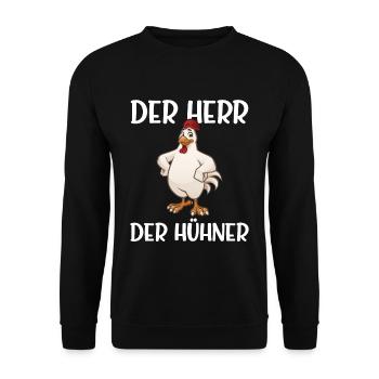 Der Herr der Hühner Hühnerzüchter Chicken Landwirt - Unisex Pullover - Schwarz - Vorne - Alina (178cm) & Michal (187cm)