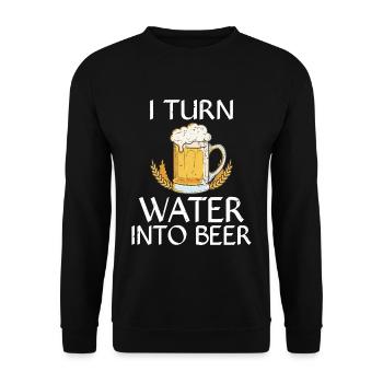 I turn water into beer Brauen Brauerei und Hobby B - Unisex Sweatshirt - black - Front - Alina (178cm) & Michal (187cm)