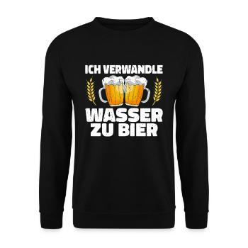 Ich verwandle Wasser zu Bier Leidenschaftlicher Bi - Unisex Pullover - Schwarz - Vorne - Alina (178cm) & Michal (187cm)