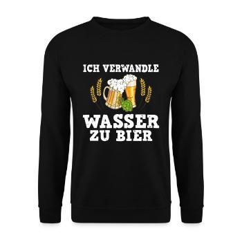 Ich verwandle Wasser zu Bier Hobbybrauer zu Hause - Unisex Pullover - Schwarz - Vorne - Alina (178cm) & Michal (187cm)