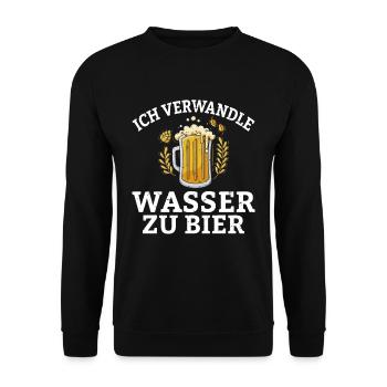 Ich verwandle Wasser zu Bier Spruch Brauer und Bra - Unisex Pullover - Schwarz - Vorne - Alina (178cm) & Michal (187cm)