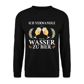 Ich verwandle Wasser zu Bier Hobby Brauer Bier geb - Unisex Pullover - Schwarz - Vorne - Alina (178cm) & Michal (187cm)