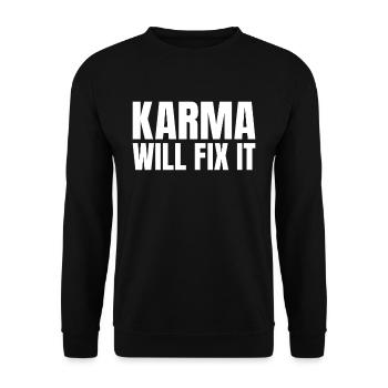 Le karma va réparer la justice en disant - Sweat-shirt Unisexe - noir - Devant - Alina (178cm) & Michal (187cm)