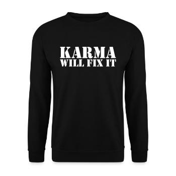 Le karma va le réparer Méditation - Sweat-shirt Unisexe - noir - Devant - Alina (178cm) & Michal (187cm)