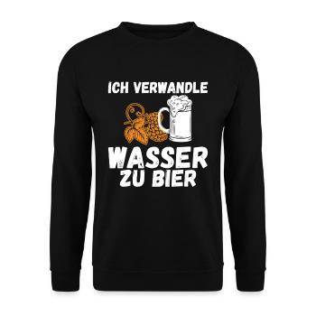 Ich verwandle Wasser zu Bier Brauerei und Hobby Bi - Unisex Pullover - Schwarz - Vorne - Alina (178cm) & Michal (187cm)