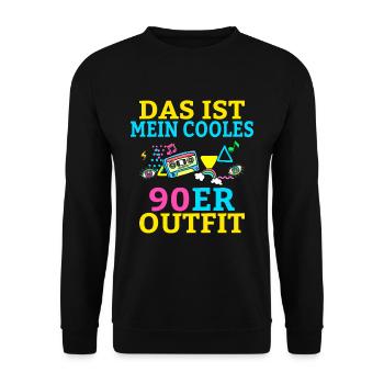 Das ist mein cooles 90er Outfit 90ziger Kostüme 90 - Unisex Pullover - Schwarz - Vorne - Alina (178cm) & Michal (187cm)