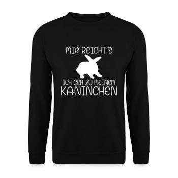 Lustiges Mir reicht´s ich geh zu meinem Kaninchen - Unisex Pullover - Schwarz - Vorne - Alina (178cm) & Michal (187cm)