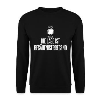 Die Lage ist Besäufniserregend lustiger Spruch un - Unisex Pullover - Schwarz - Vorne - Alina (178cm) & Michal (187cm)