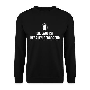 Die Lage ist Besäufniserregend lustiger Spruch un - Unisex Pullover - Schwarz - Vorne - Alina (178cm) & Michal (187cm)