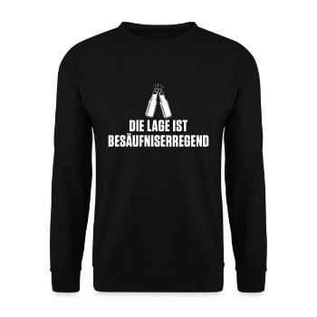 Die Lage ist Besäufniserregend lustiger Spruch un - Unisex Pullover - Schwarz - Vorne - Alina (178cm) & Michal (187cm)