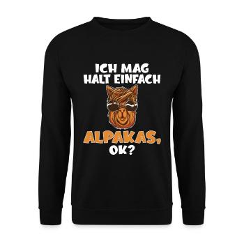 Ich mag halt einfach Alpakas, OK? - Unisex Pullover - Schwarz - Vorne - Alina (178cm) & Michal (187cm)